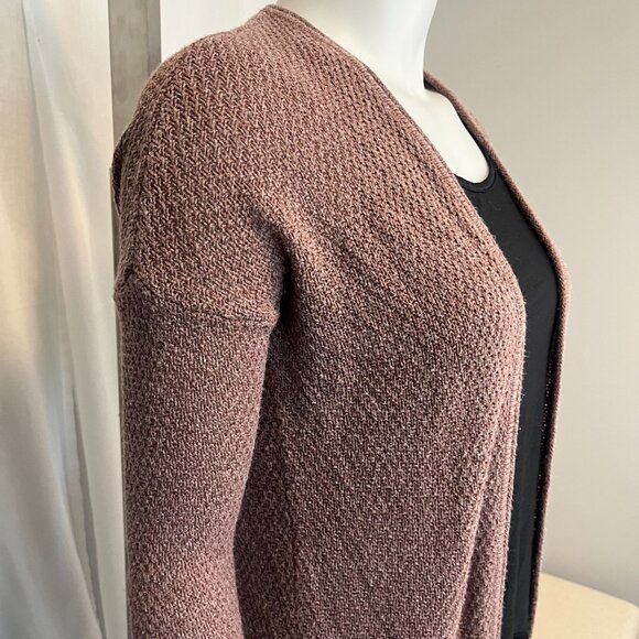 Garage Womens Knit Open Front Cardigan Size XS Pockets Long Sleeve Rose Brown - Picture 3 of 10